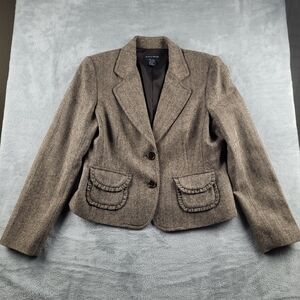 Boston Proper Women's Blazer Brown Herringbone Size 14